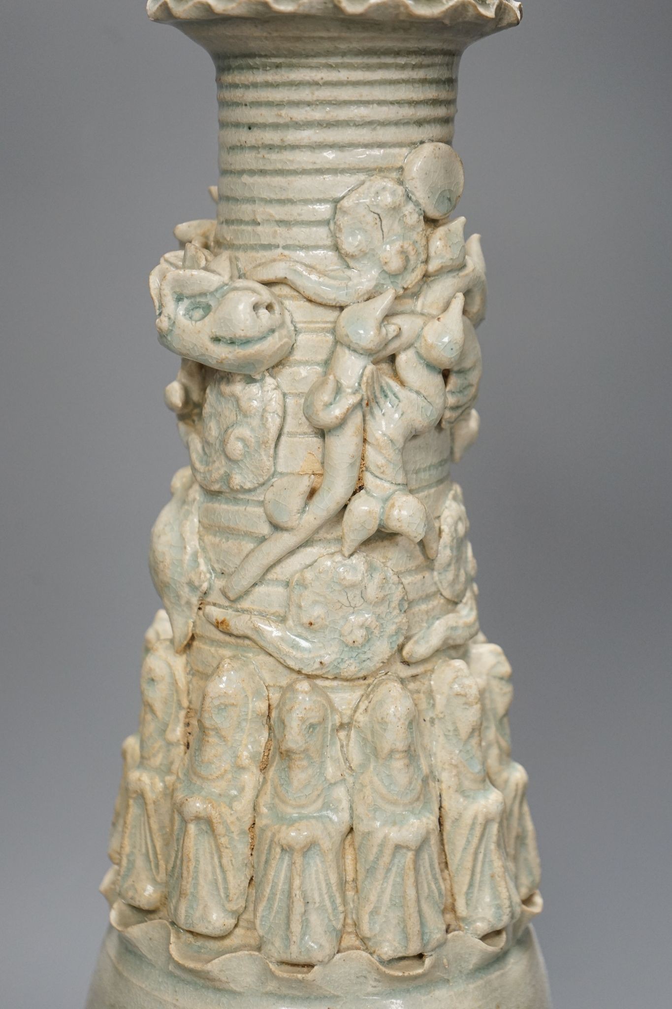A Chinese Qingbai funerary jar and cover, Song Dynasty, 56cm
